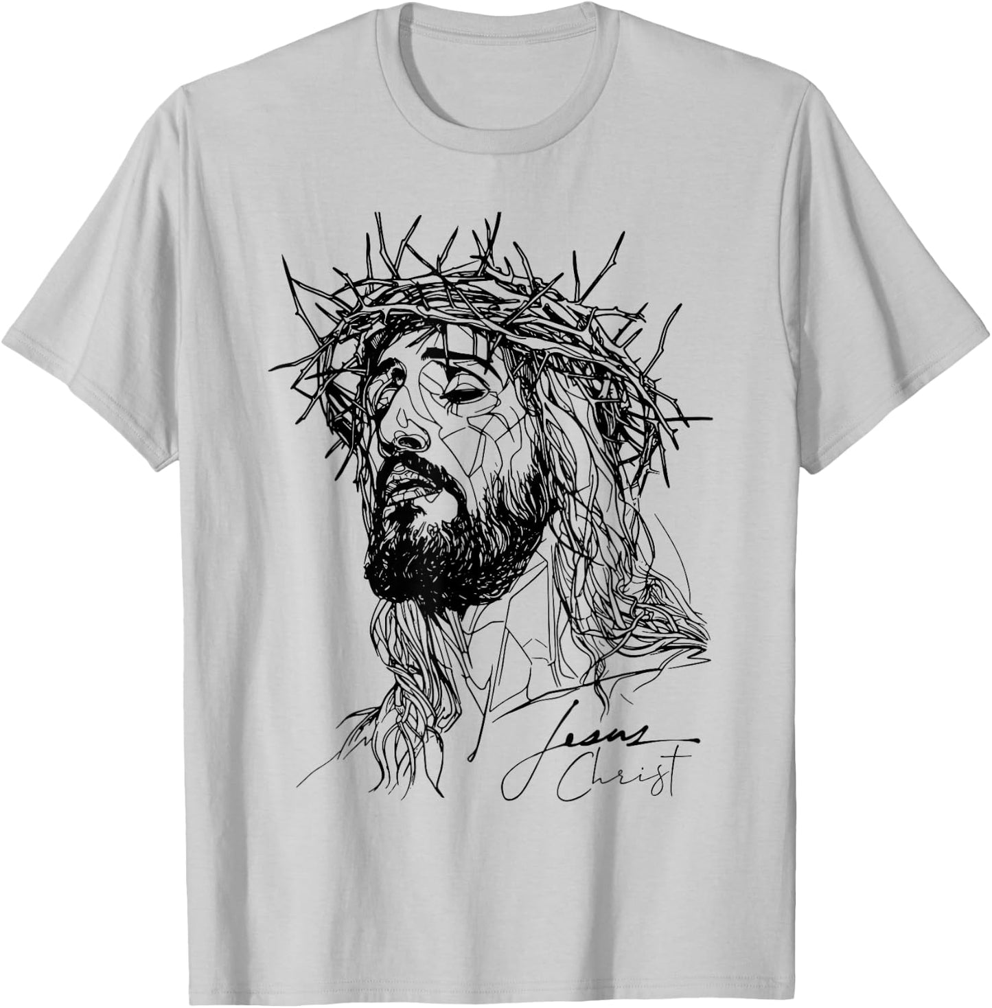 Jesus thorn crown - Jesus line drawing artwork T-Shirt - T-Shirt | Ash