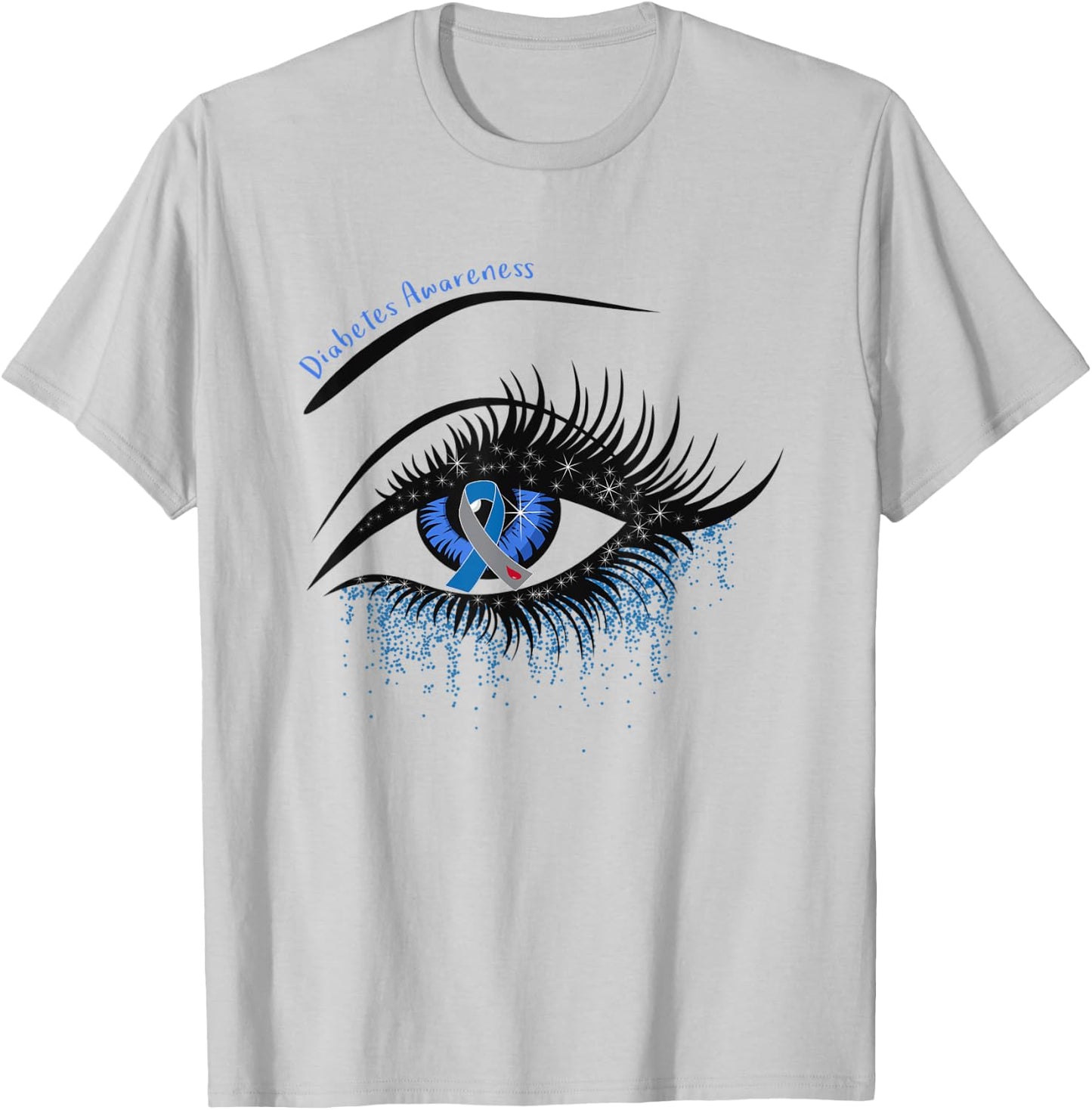Type 1 Diabetes Ribbon Eye Diebetes Awareness Gifts T-Shirt - T-Shirt | Ash