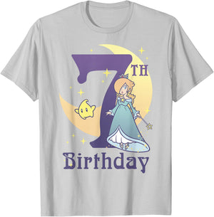 Super Mario Rosalina And Luma 7th Birthday Moon Portrait T-Shirt - T-Shirt | Ash