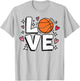 Cute Basketball LOVE Teen Girls and Women Sports Player T-Shirt - T-Shirt | Ash