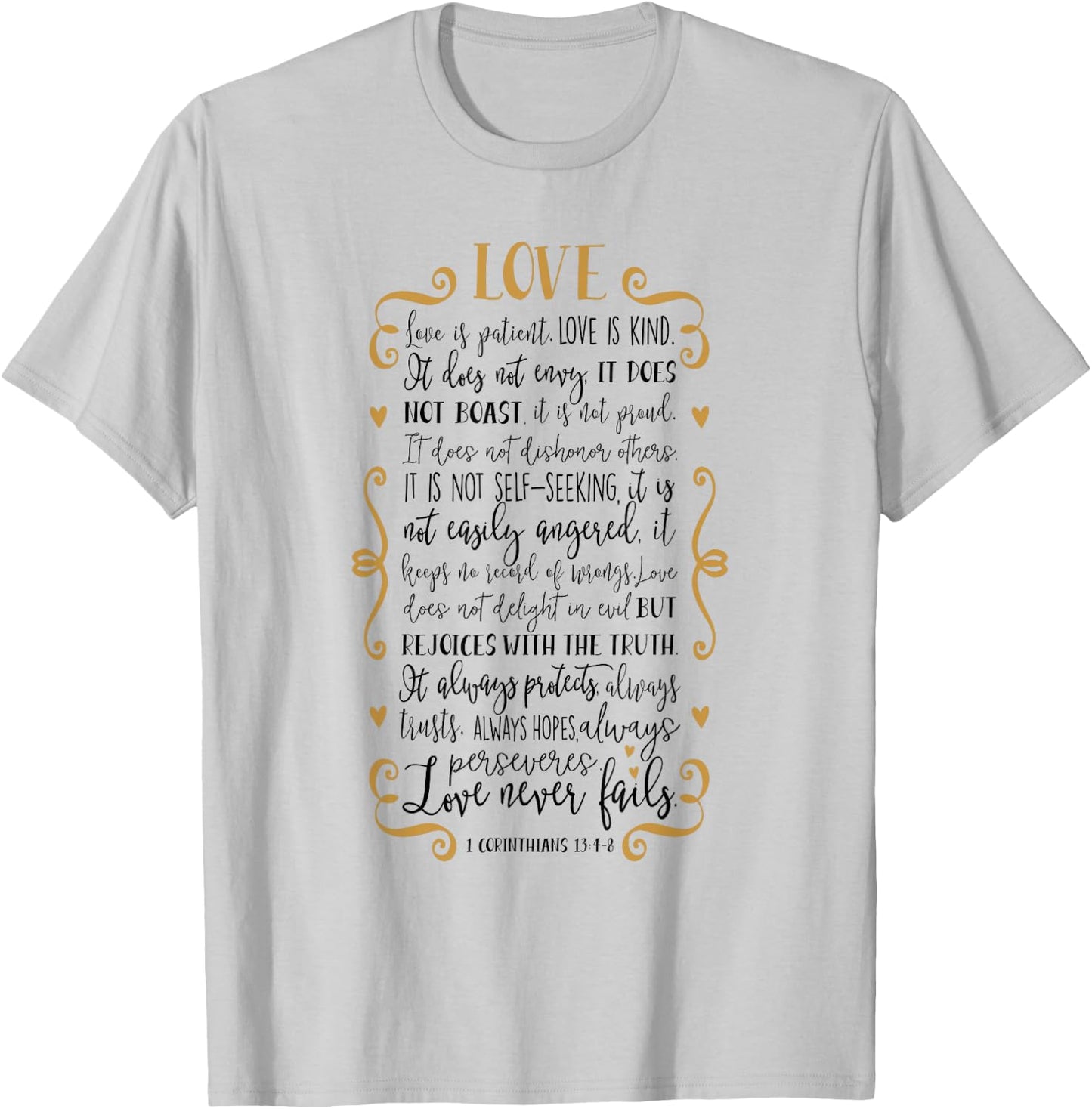 Love Is Patient 1 Corinthians 13:4-8 Bible Verse Shirt T-Shirt - T-Shirt | Ash