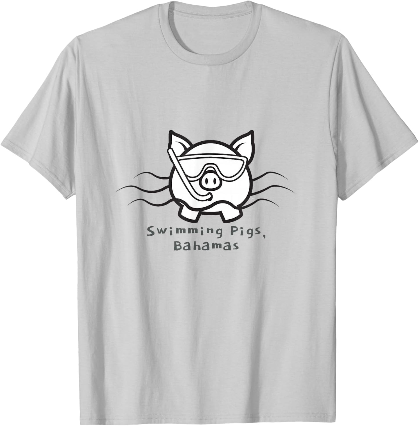 Bahamas Swimming Pigs Snorkeling Front & Back T-Shirt - T-Shirt | Ash
