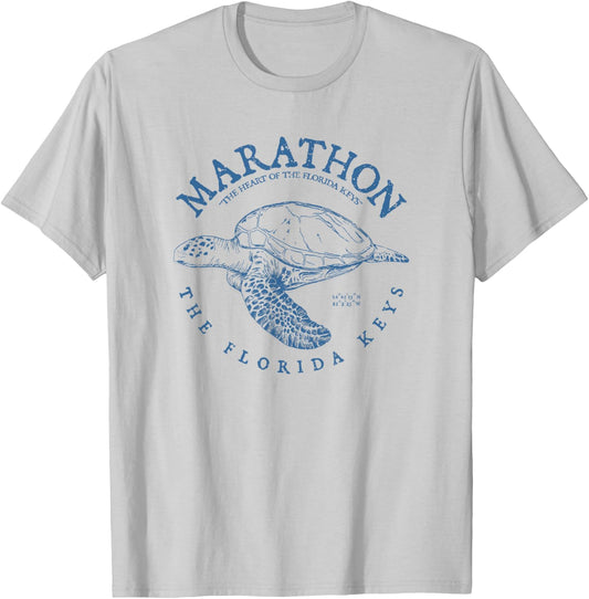 Marathon Turtle Florida Keys Scuba Fishing Diving T-Shirt - T-Shirt | Ash