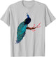 Vintage Peacock Japanese Beauty Bird Flower Gift T Shirt T-Shirt - T-Shirt | Ash