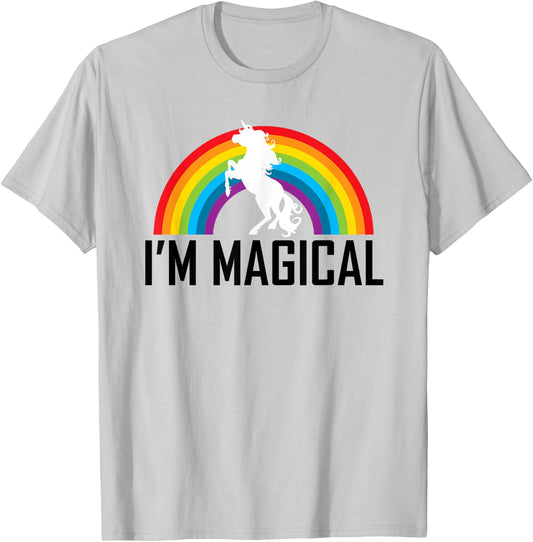 Unicorn I'm Magical Rainbow T Shirt for Girl Women Kids Gift T-Shirt - T-Shirt | Ash