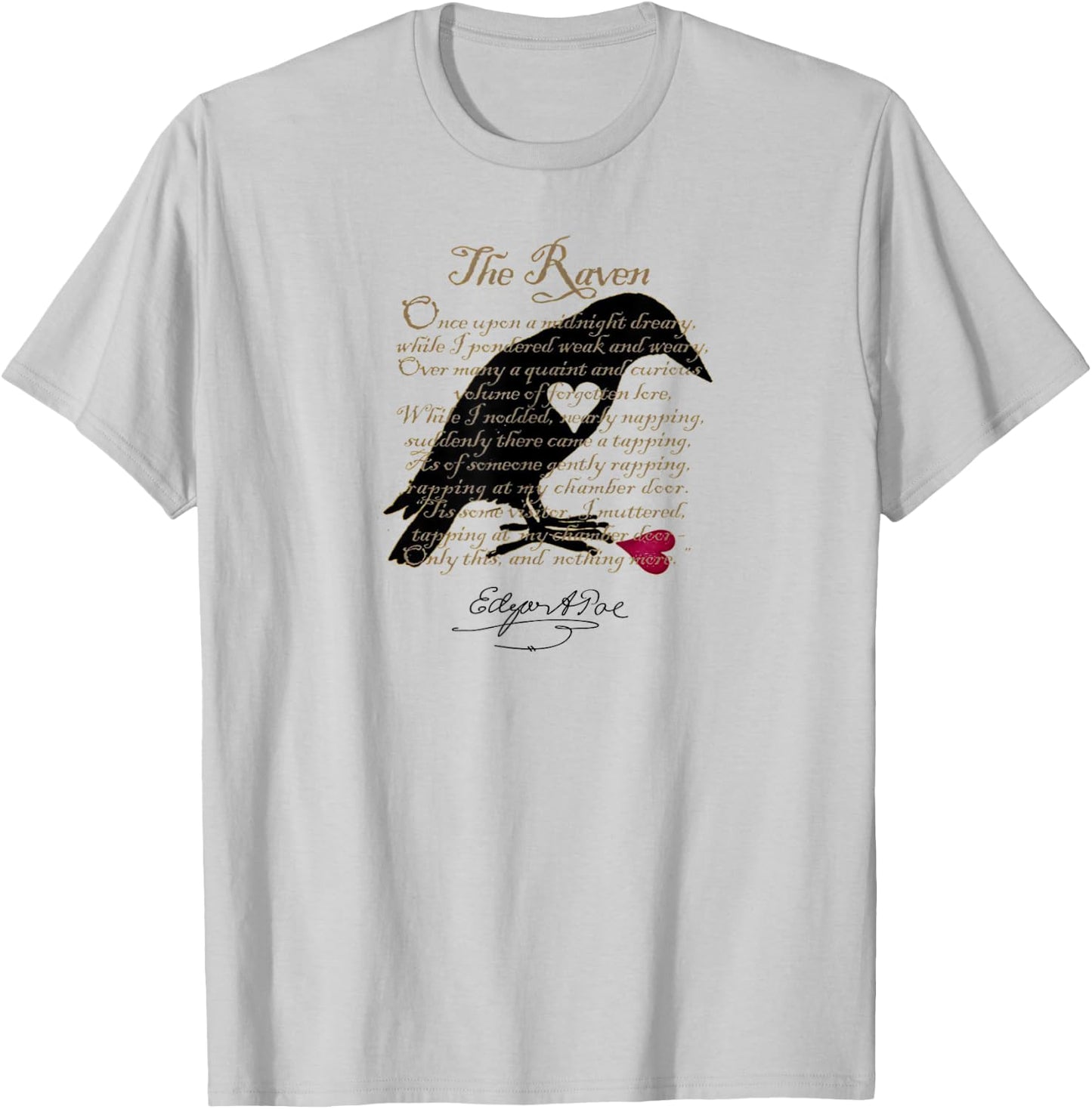 Edgar Allan Poe T Shirt Gothic Tales of Poe Gif for Readers T-Shirt - T-Shirt | Ash