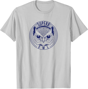 The Superb Owl Apparel - Grey Owl Print - -Adults, Kids - Small - Short Sleeve - Classic Fit - Polyester 100% T-Shirt - T-Shirt | Ash