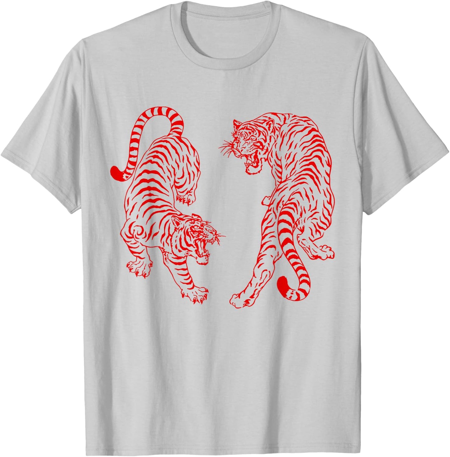 Vintage Tiger Yin Yang Graphic Men Women T-Shirt - T-Shirt | Ash