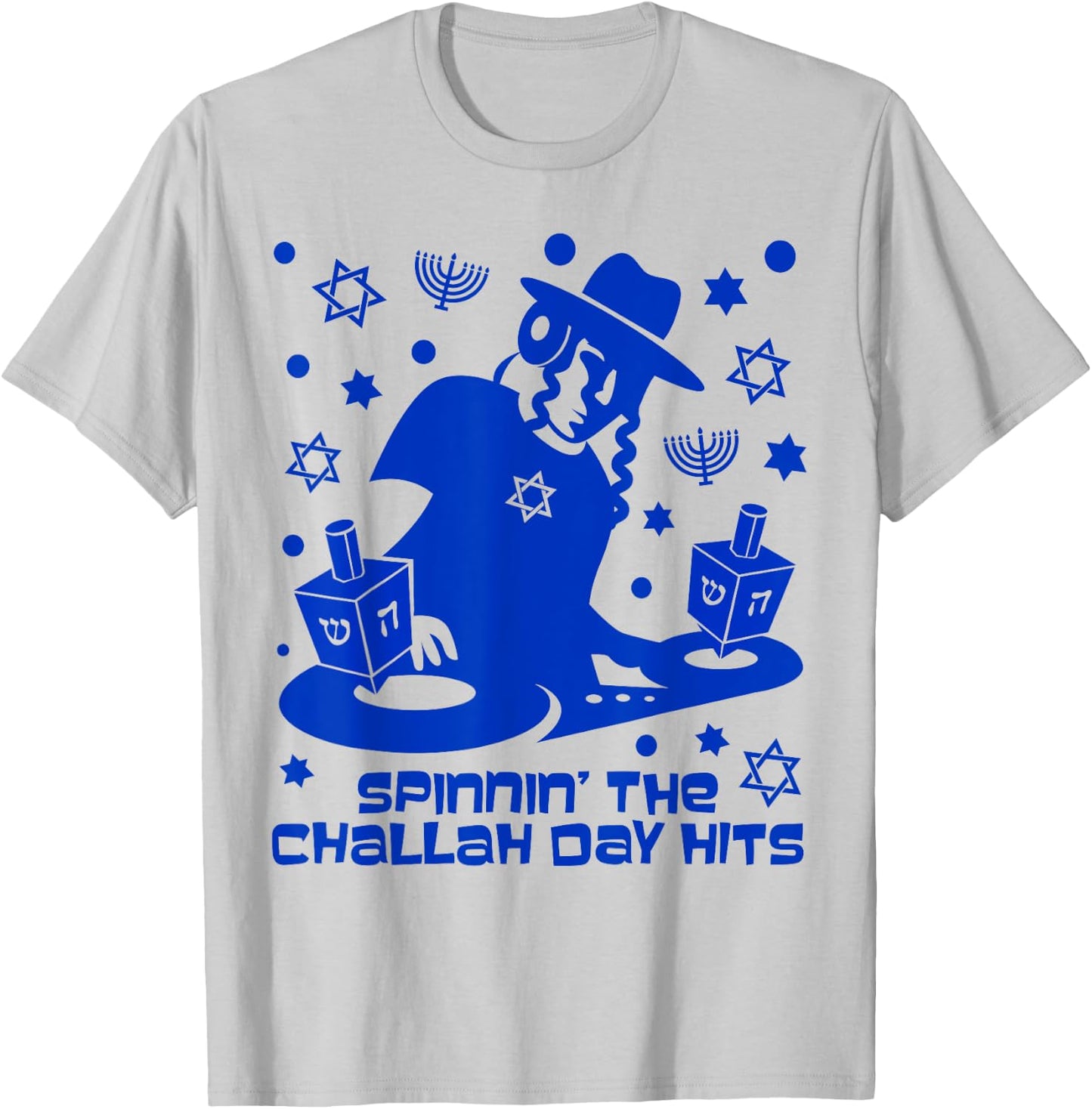 Funny Hanukkah Dreidel DJ Gift Challah Day Hits T-Shirt - T-Shirt | Ash