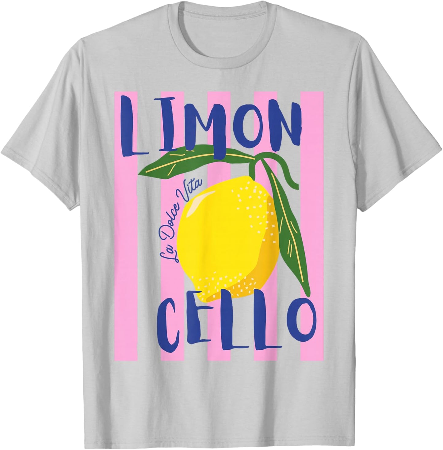 Limoncello la Dolce vita Pink Striped Italian Lemon Summer T-Shirt - T-Shirt | Ash