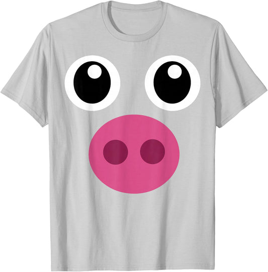 Funny Pig Face Shirt Swine Halloween Costume Gift T-Shirt - T-Shirt | Ash