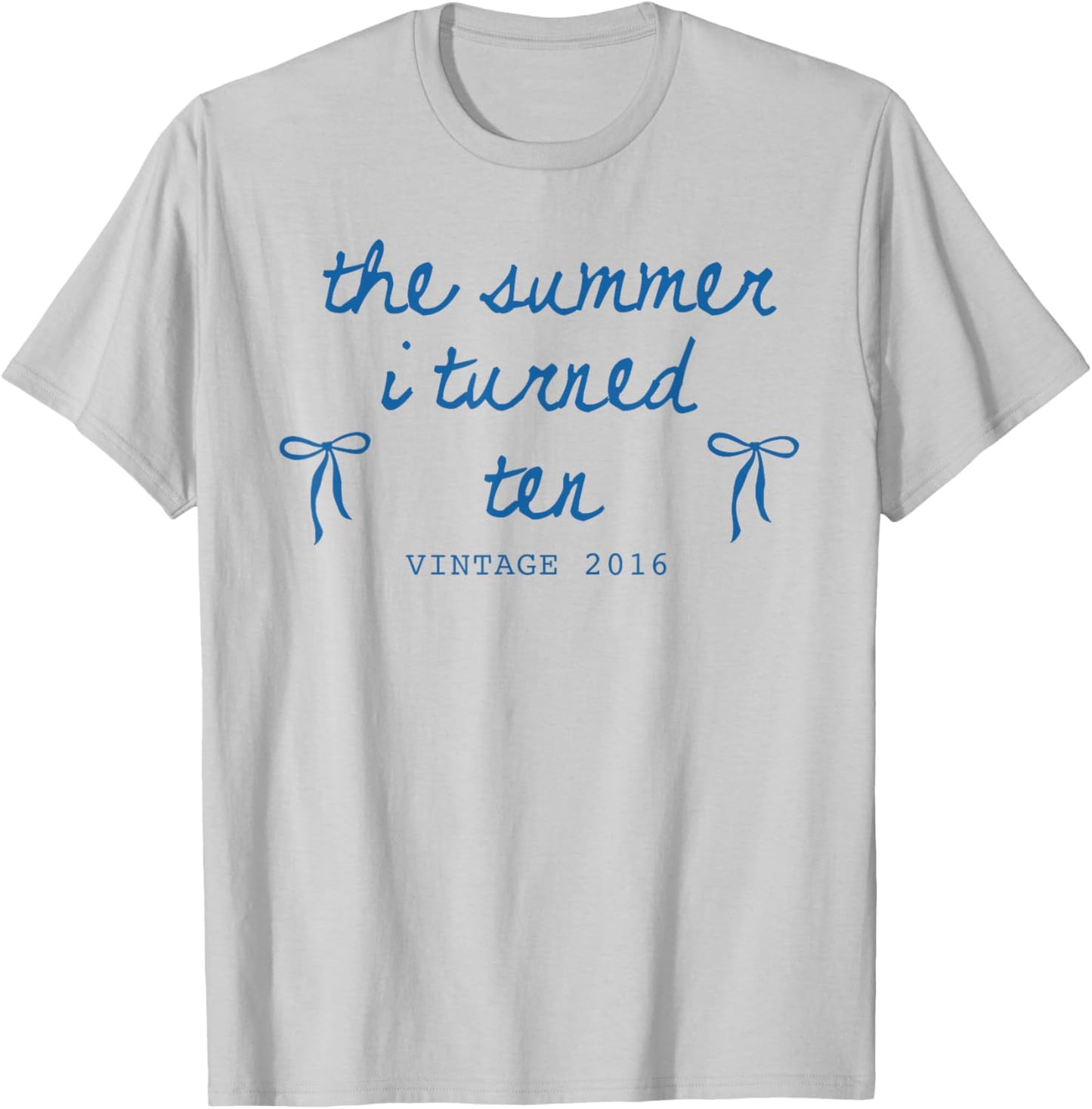 Summer I Turned 10 Vintage 2016 Cute Bow 10th Birthday Girl T-Shirt - T-Shirt | Ash