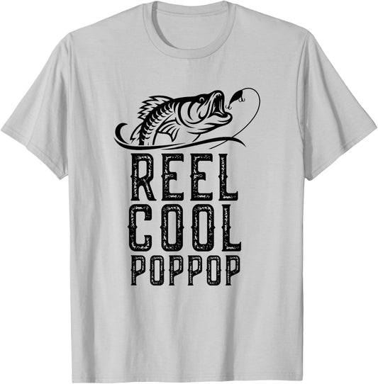 Reel Cool Pop-Pop Fishing Fisherman Grandpa Retro Poppop T-Shirt - T-Shirt | Ash