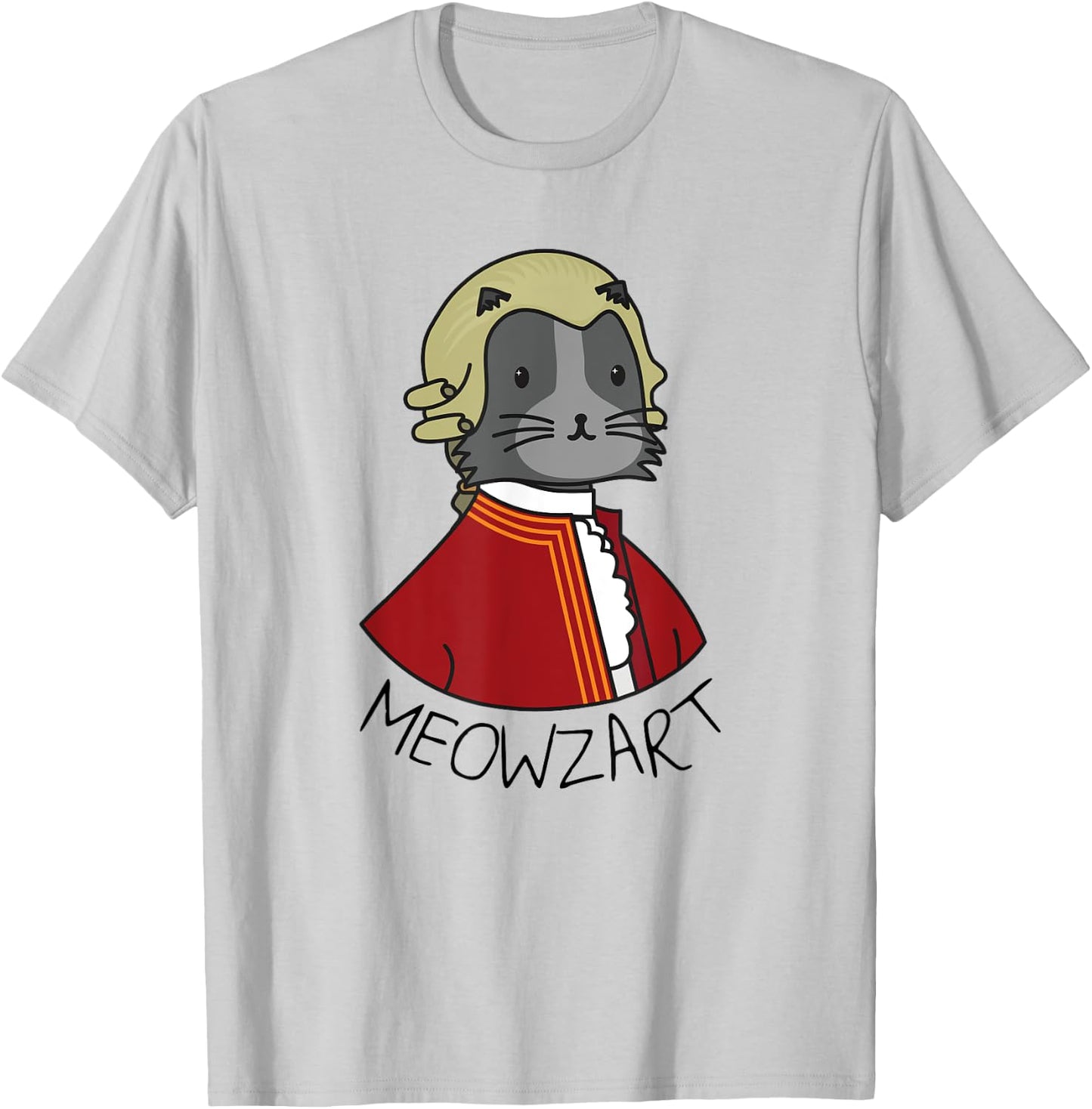 Meowzart | Funny Cat & Classic Music Mozart Men Women Kids T-Shirt - T-Shirt | Ash