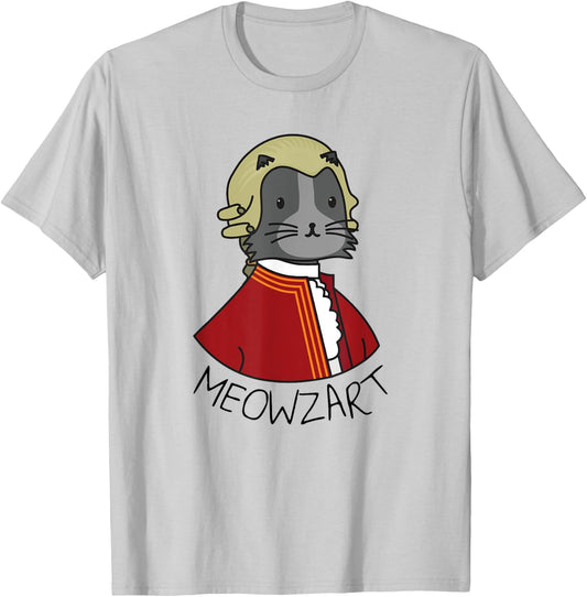 Meowzart | Funny Cat & Classic Music Mozart Men Women Kids T-Shirt - T-Shirt | Ash