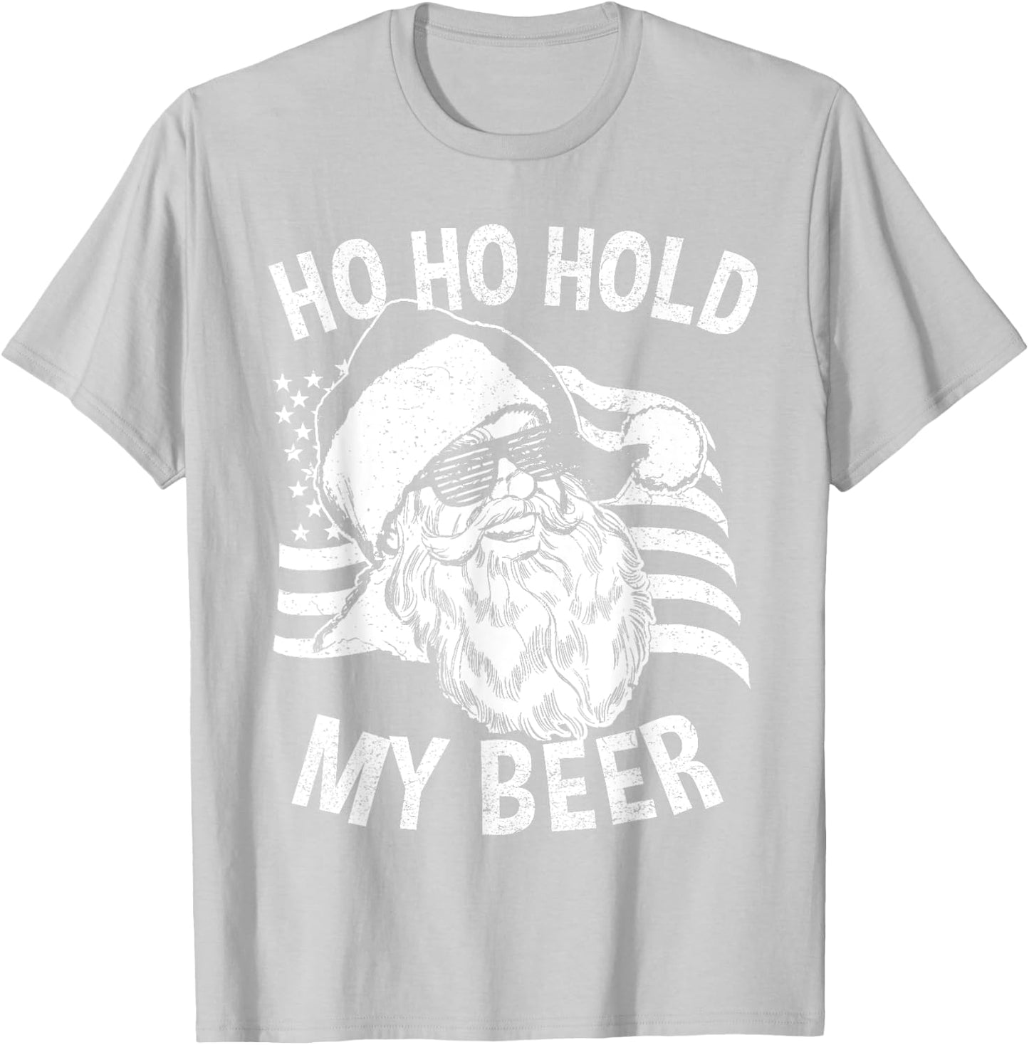 Christmas In July Shirt | Hipster Santa Ho Ho Hold My Beer T-Shirt - T-Shirt | Ash