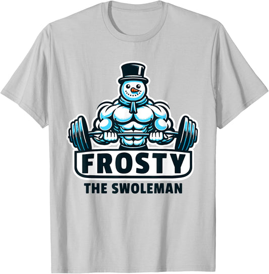 Frosty Swoleman Funny Christmas Workout Gym Weight Lifting T-Shirt - T-Shirt | Ash