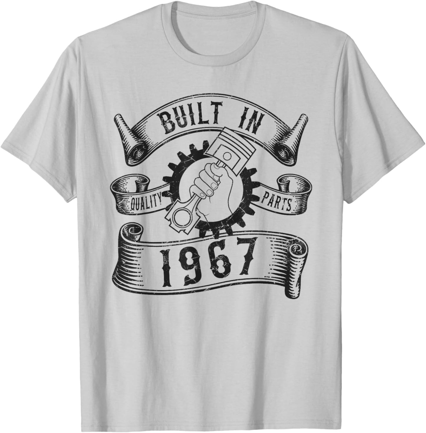 Born in 1967 Quality Parts, Piston Graphic Mechanic Gifts T-Shirt - T-Shirt | Ash