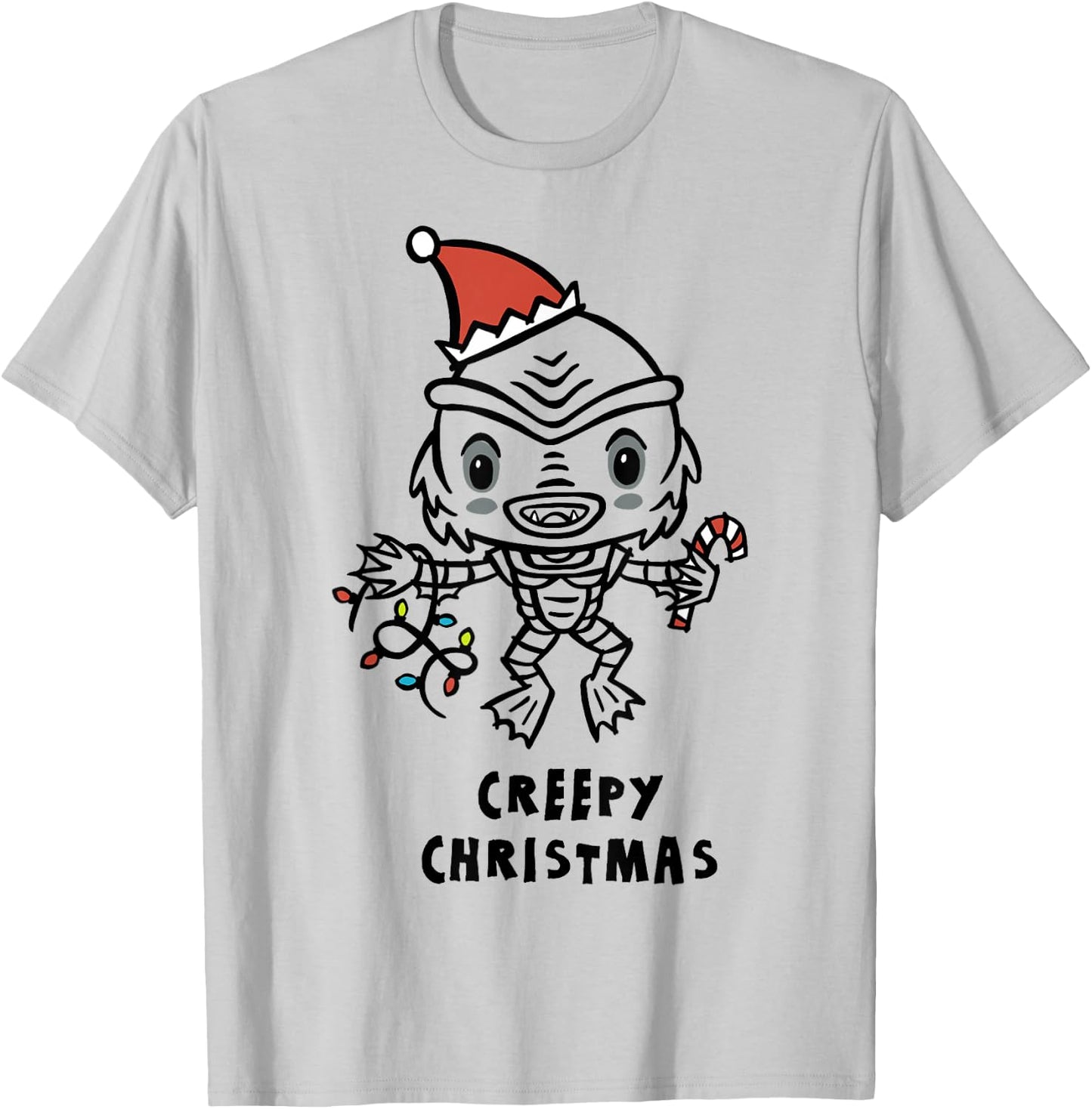 Universal Monsters Christmas Creature From The Black Lagoon T-Shirt - T-Shirt | Ash