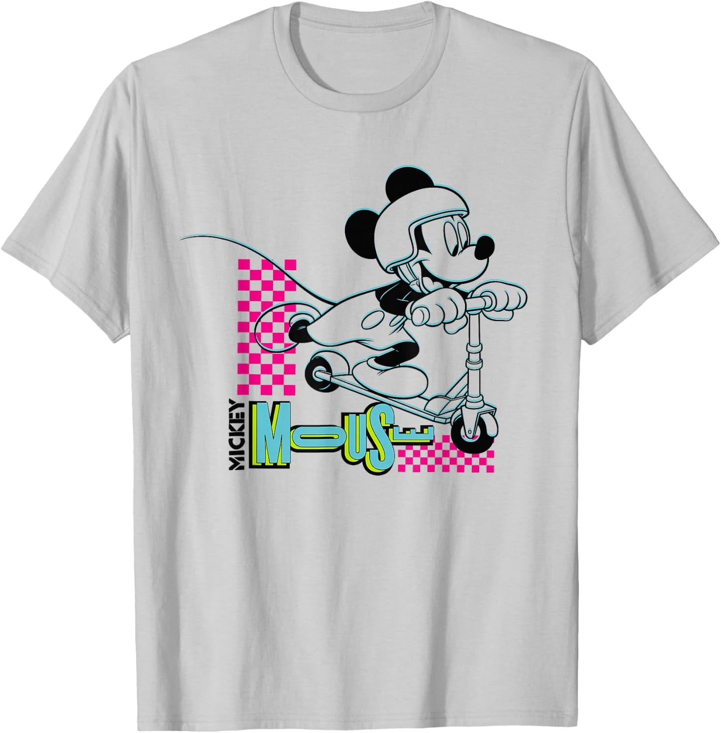 Disney Mickey Mouse Retro 80s Scooter T-Shirt - T-Shirt | Ash