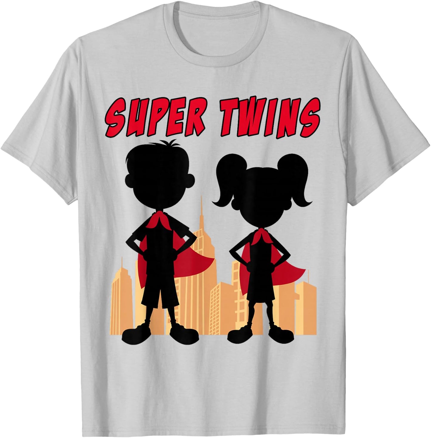 Boy and Girl Super Twins - Kids Twin Superhero Comic T-Shirt - T-Shirt | Ash