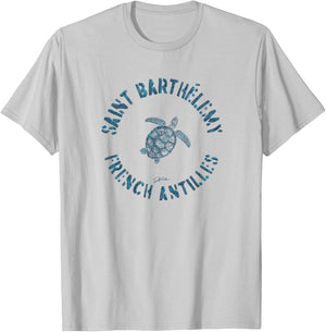 JCombs: Saint Barthelemy (St. Barts) Sea Turtle (Distressed) T-Shirt - T-Shirt | Ash
