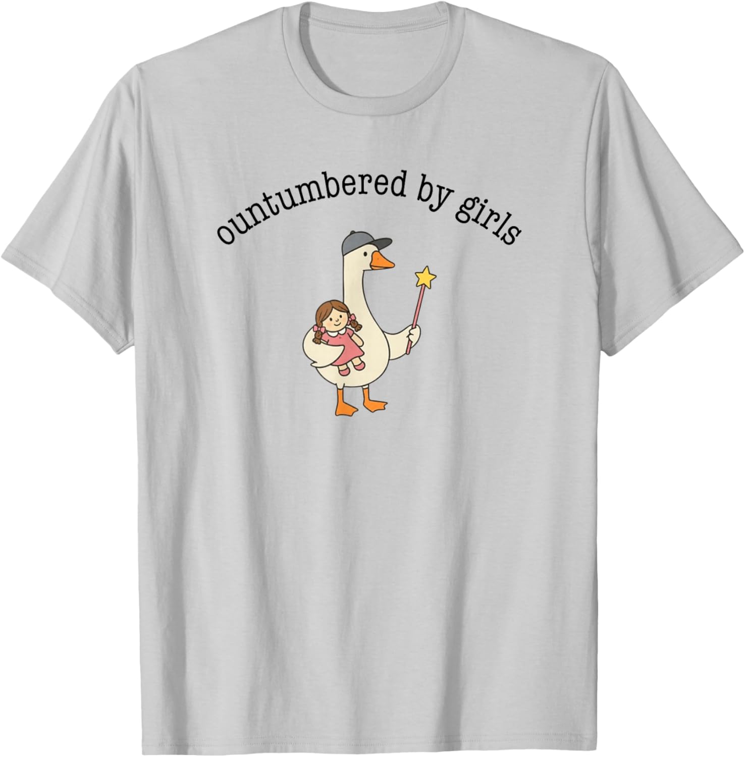 Outnumbered By Girls, Daddy Goose, Father's Day, Girl Father T-Shirt - T-Shirt | Ash