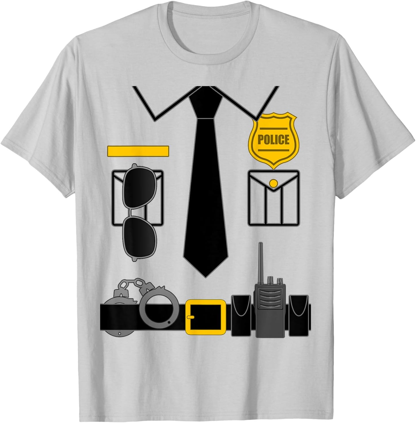 Police Costume for Kids & Adults Halloween Police Officer T-Shirt - T-Shirt | Ash