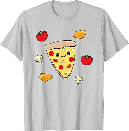 Girl Sweet mushroom Pizza Shirt Pizza Lover Kids Fast Food T-Shirt - T-Shirt | Ash