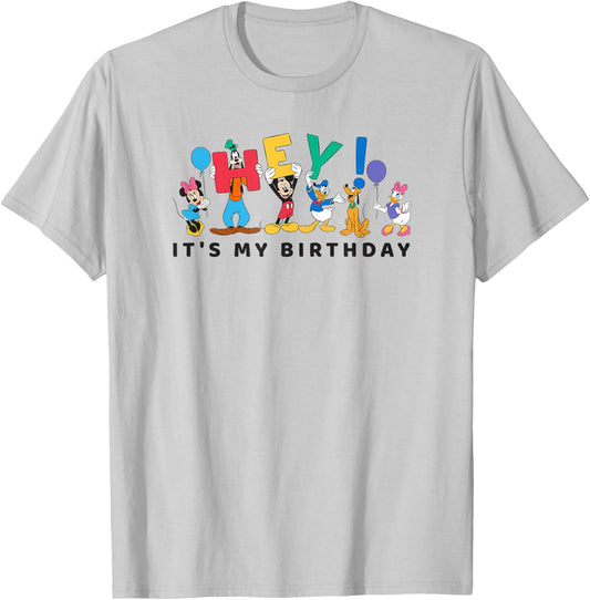 Disney Mickey and Friends Hey It's My Birthday T-Shirt - T-Shirt | Ash