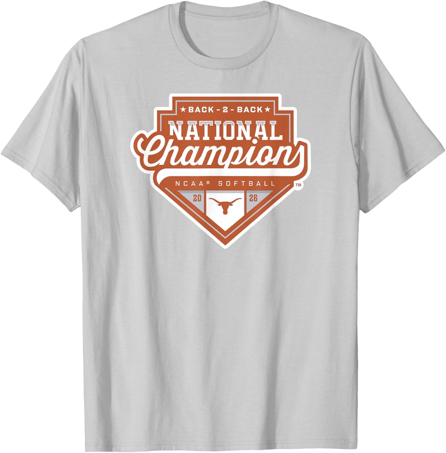 Texas Longhorns National Champs 2026 Softball WCWS Logo Gray T-Shirt - T-Shirt | Ash
