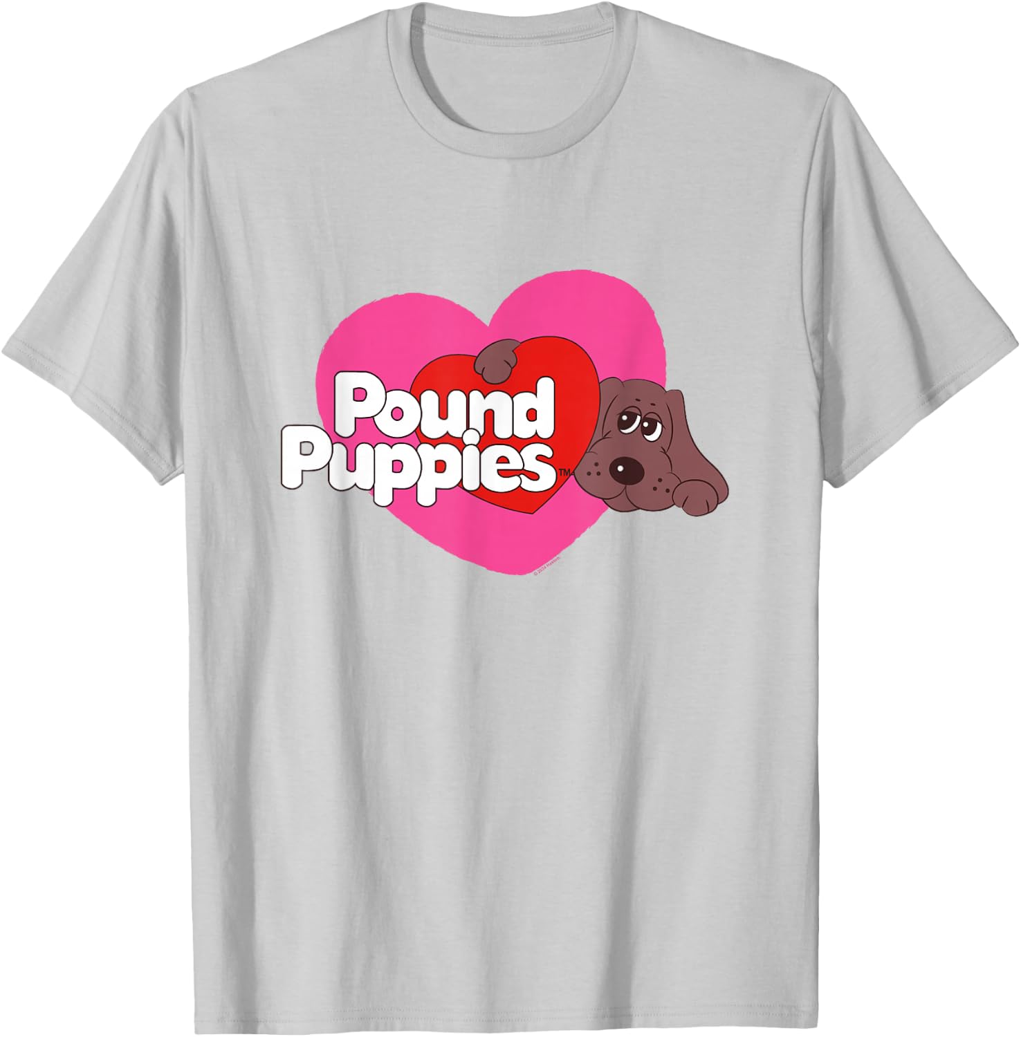 Pound Puppies Valentine's Day Cute Dog Heart Shape Big Logo T-Shirt - T-Shirt | Ash