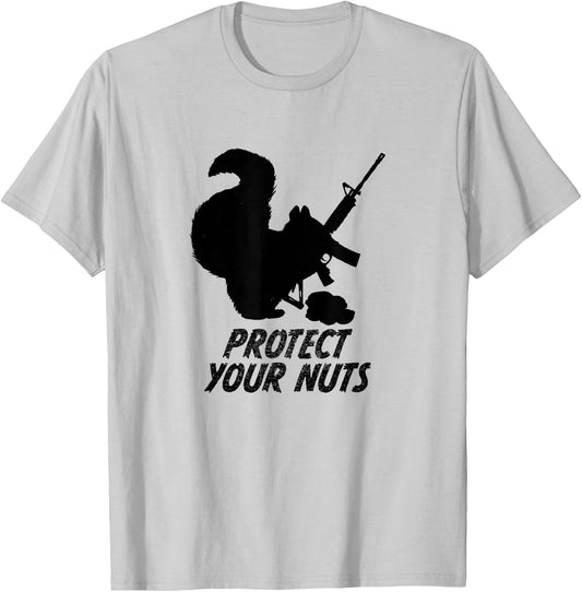 Squirrel Shirt Military AR15 Gun Protect Your Nuts T-Shirt - T-Shirt | Ash
