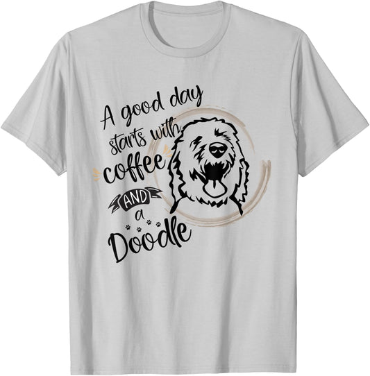 Coffee Doodle Mom Airedoodle Springerdoodle Bordoodle T-Shirt - T-Shirt | Ash