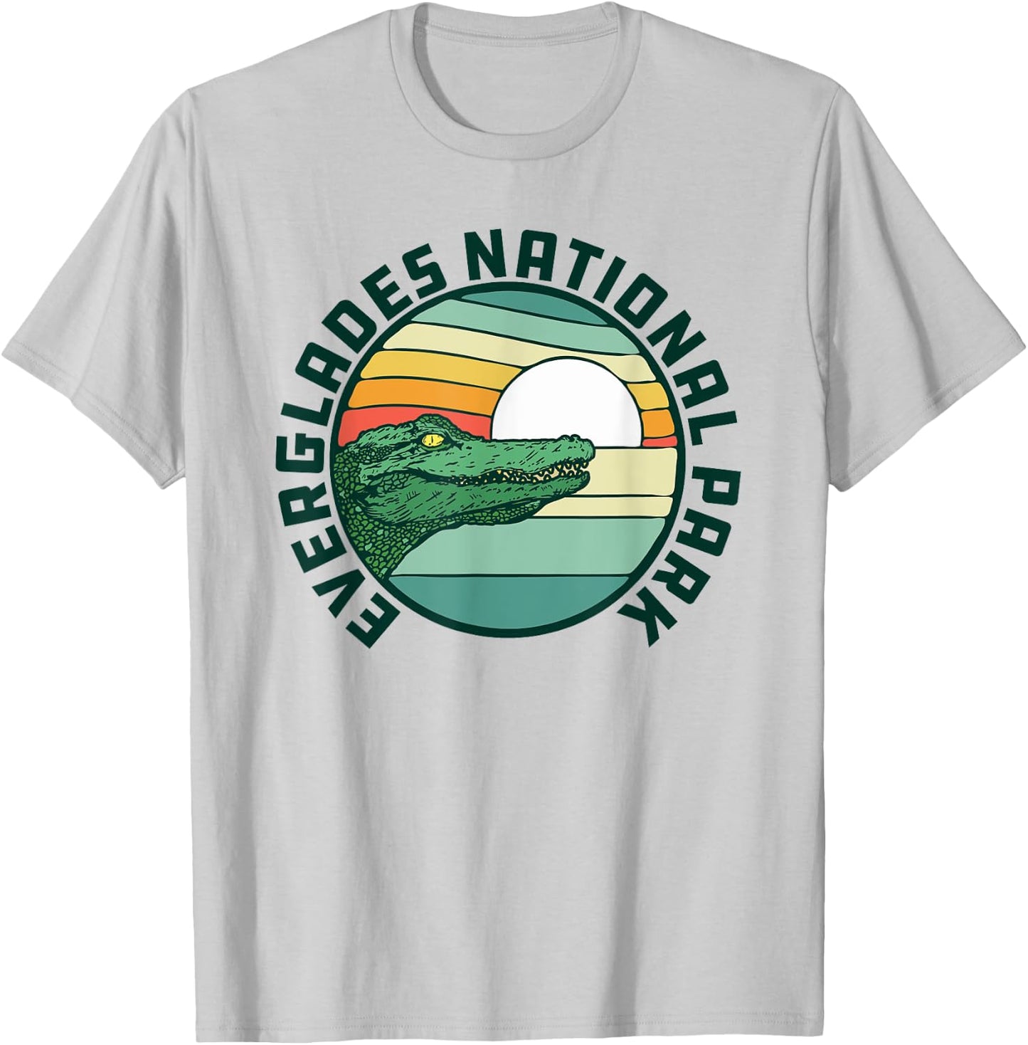 Everglades National Park Retro Alligator 80's Style Graphic T-Shirt - T-Shirt | Ash