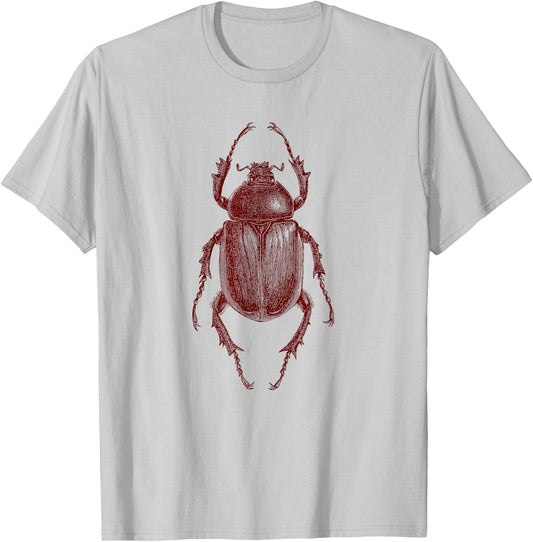 Insect Retro Vintage Bug Illustration Graphics - Beetle T-Shirt - T-Shirt | Ash