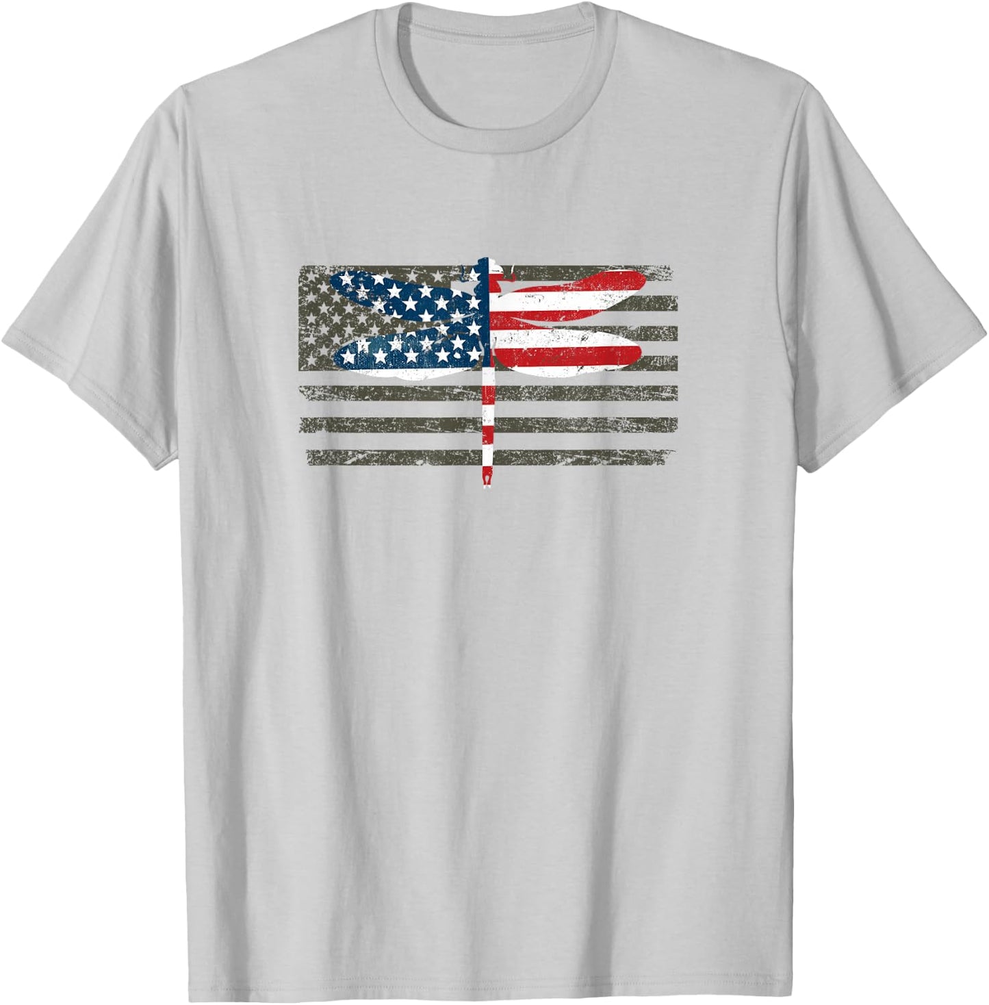 4th of July Dragonfly Patriotic US American Flag Kids Men T-Shirt - T-Shirt | Ash