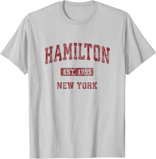 Hamilton New York NY Vintage Athletic Sports Design T-Shirt - T-Shirt | Ash