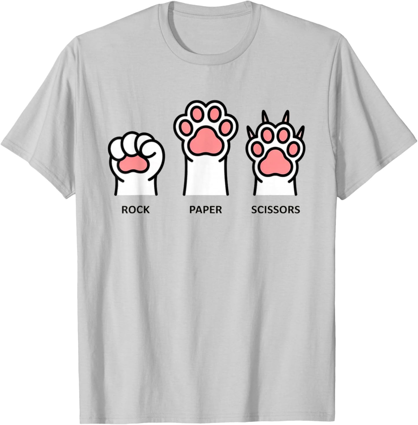 Dog Rock Paper Scissors Paw Funny T-Shirt - T-Shirt | Ash