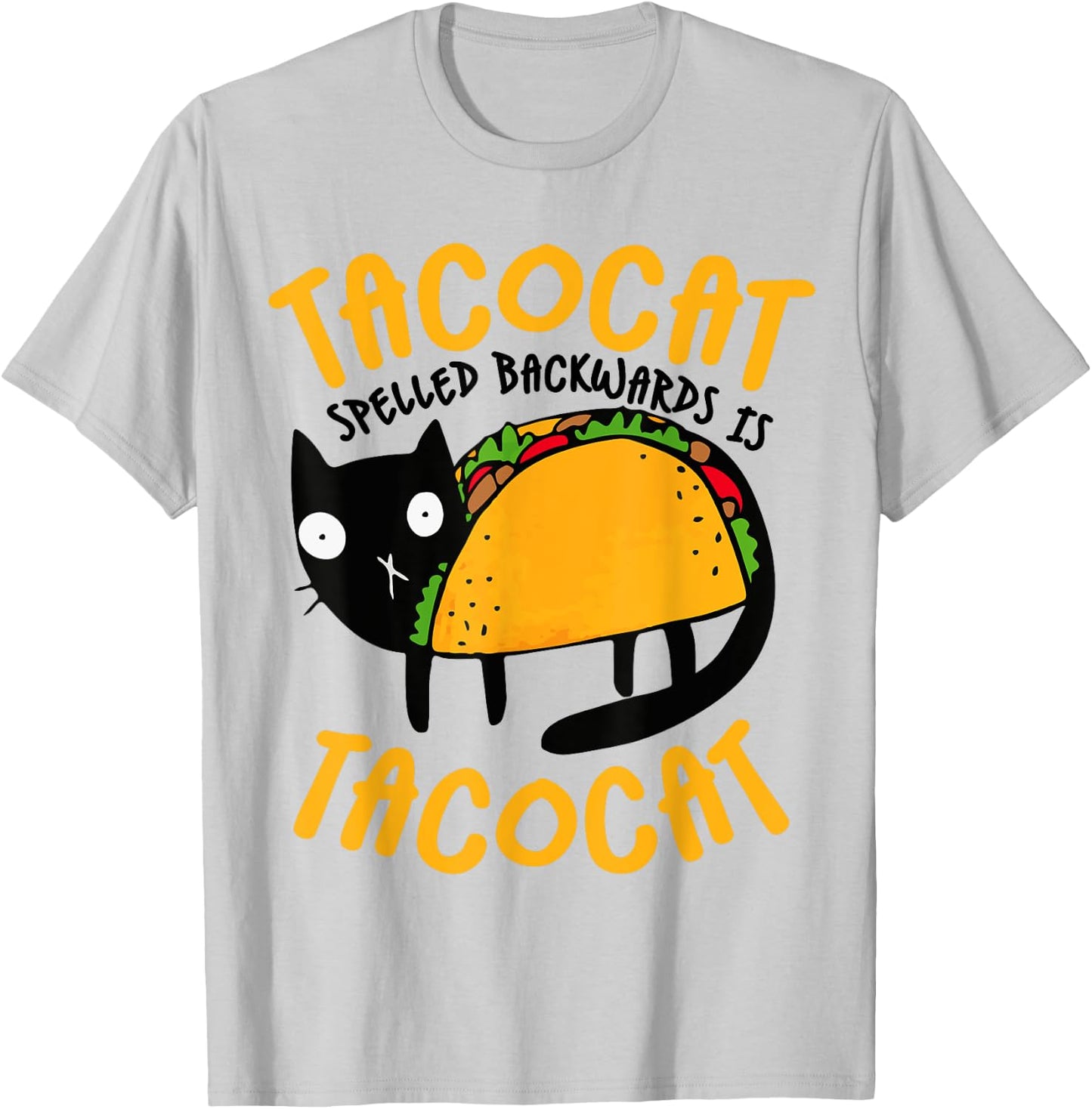 Taco Cat Funny I Love Tacos - -Adults Blue Small Classic Fit Cotton Blend Short Sleeve Cat T-Shirt - T-Shirt | Ash