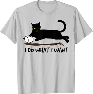 I Do What I Want Cat Shirt T-Shirt - T-Shirt | Ash