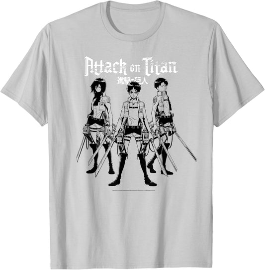 Attack on Titan Training Corps Trio Linear Anime T-Shirt - T-Shirt | Ash