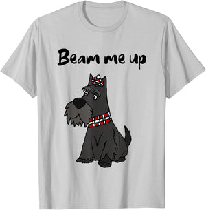 Smileteesfunnya Funny Beam me up Scottie Dog Pun T-Shirt - T-Shirt | Ash