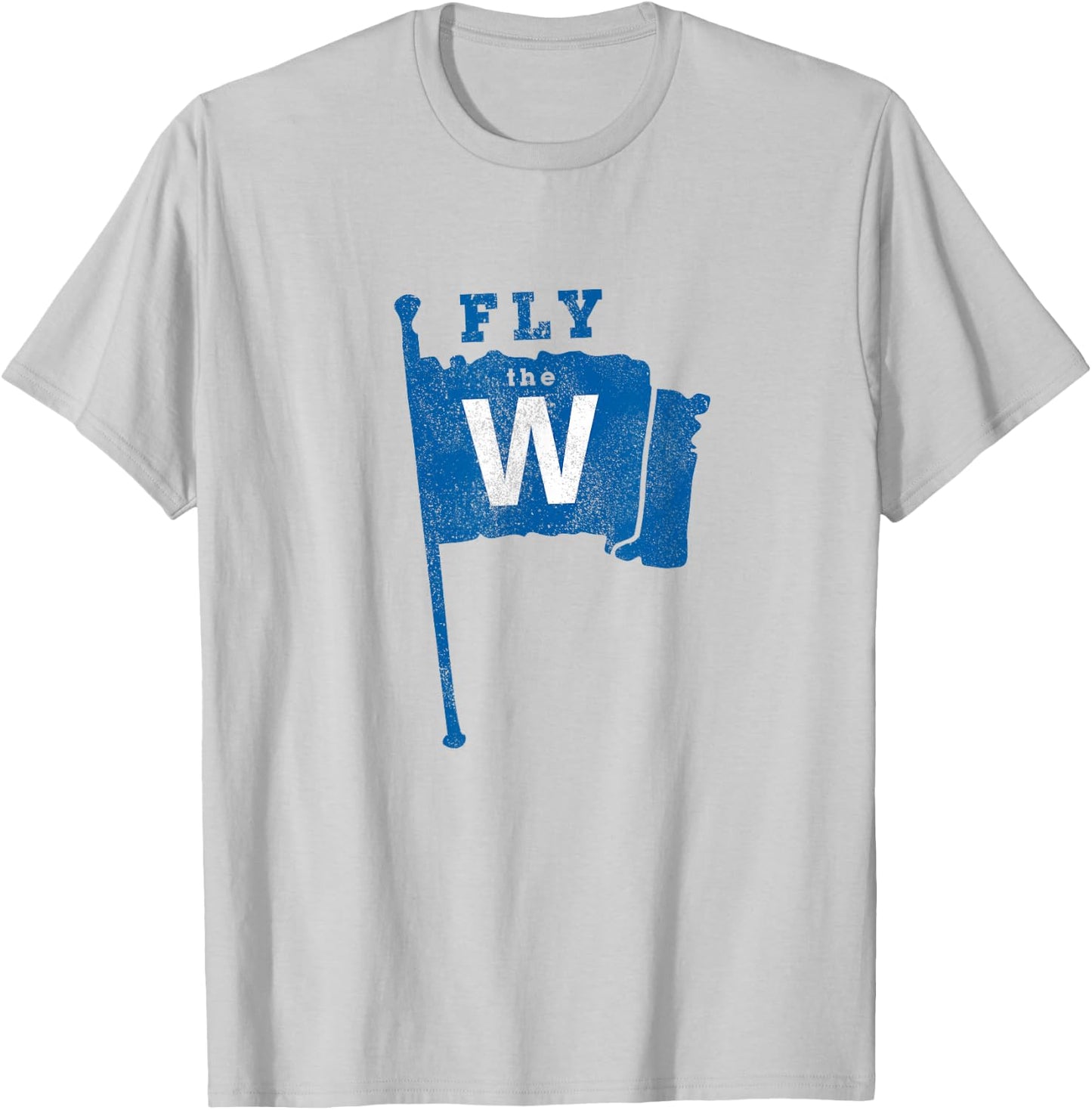 Fly The W Chicago Baseball Winning Flag Distressed T-Shirt - T-Shirt | Ash