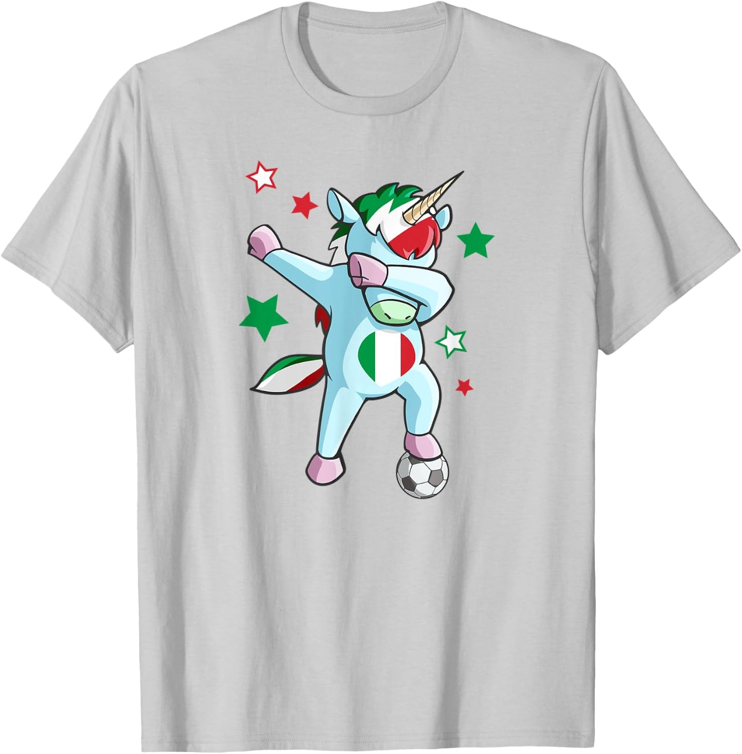 Dabbing Unicorn World Soccer Support Italy Shirt for Girls T-Shirt - T-Shirt | Ash