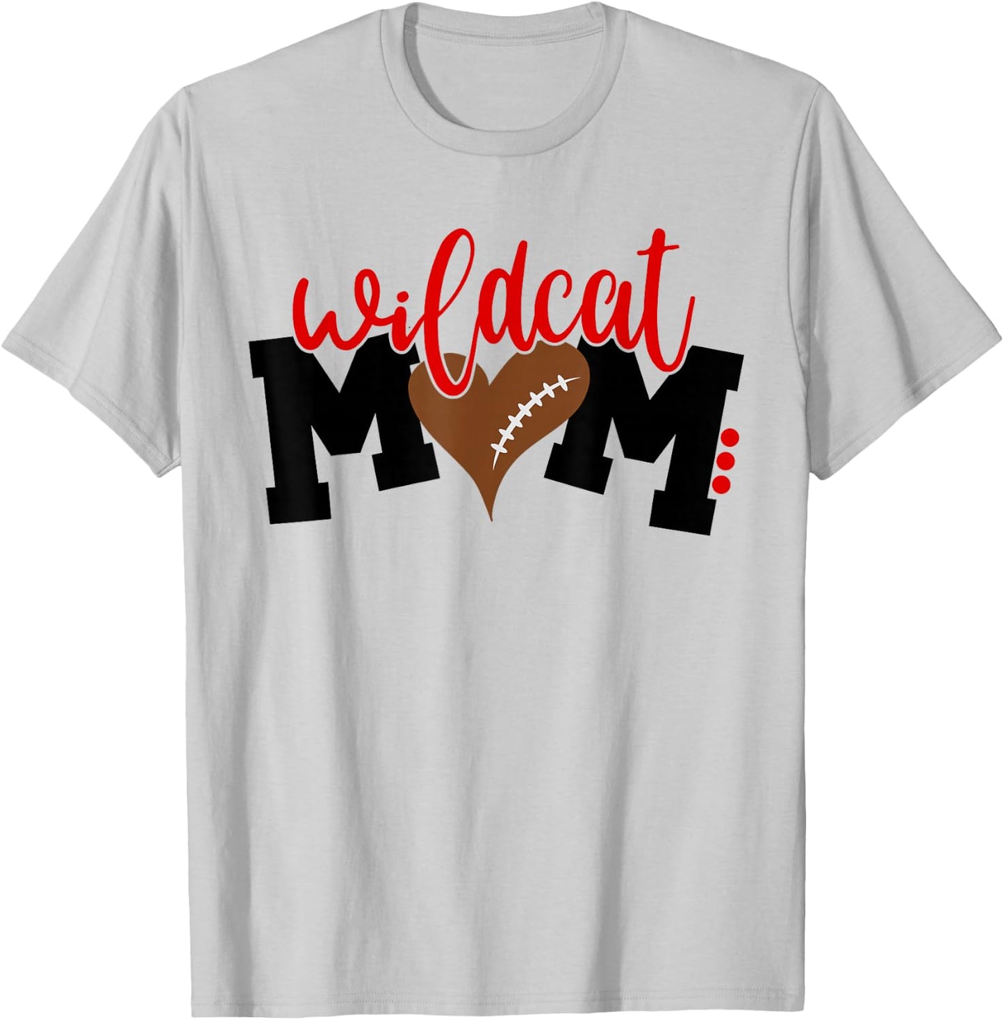 Wildcat Football Mom, Heart Football Men Women T-Shirt - T-Shirt | Ash