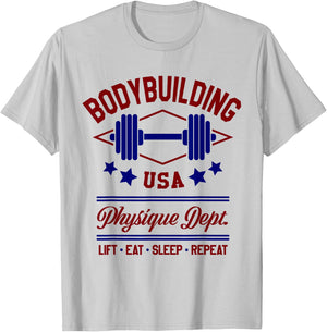 Vintage Retro Bodybuilding Gym T-Shirt - T-Shirt | Ash