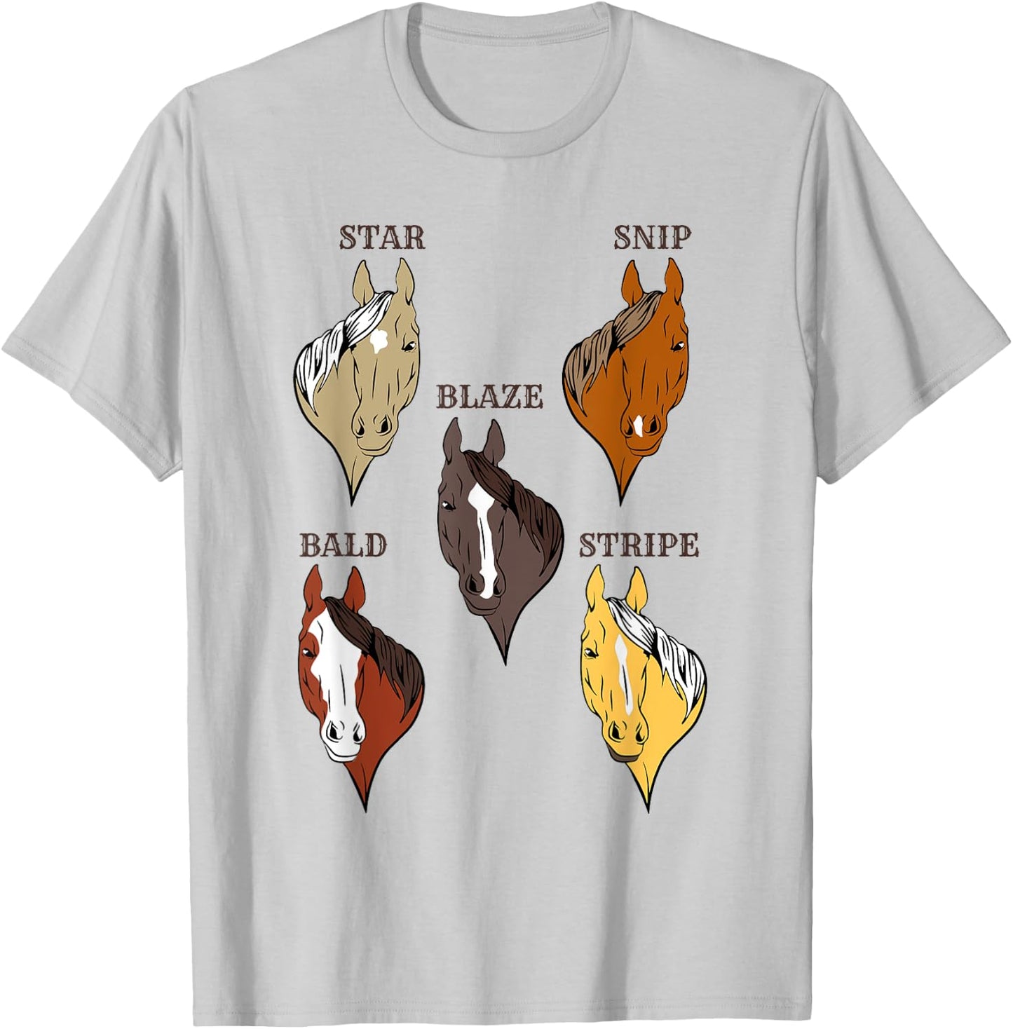 Horse Face Breed Markings T-Shirt - T-Shirt | Ash