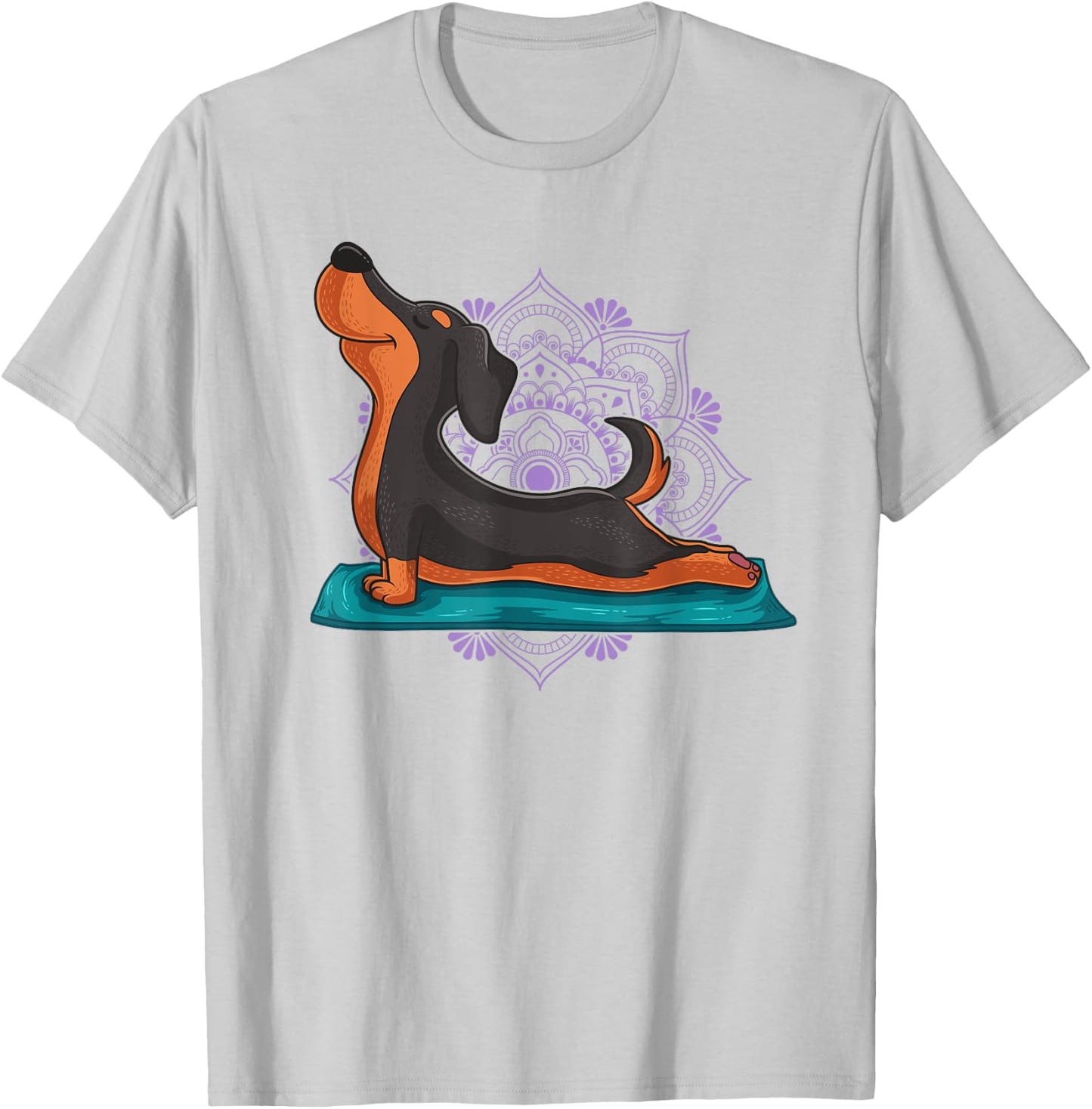 Cute Dachshund Dog Yoga Position Workout Instructor Gift T-Shirt - T-Shirt | Ash