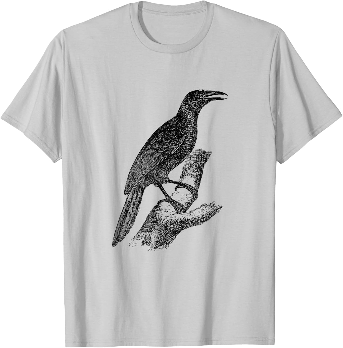 Common Grackle Bird Print T-Shirt - T-Shirt | Ash